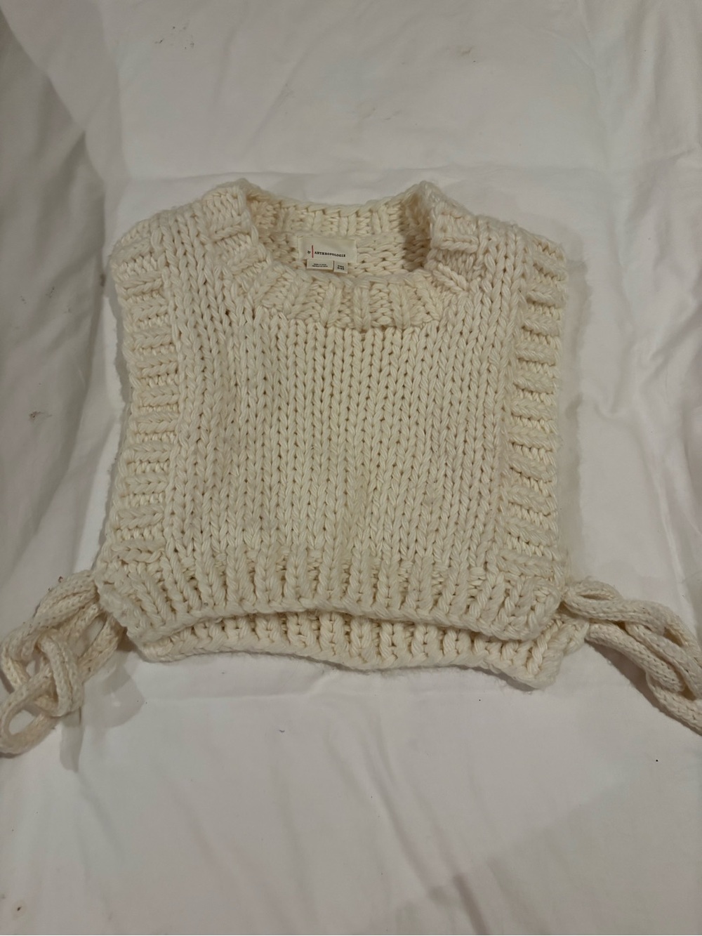 Anthro Chunky Knit Cream Women's Sweater Vest